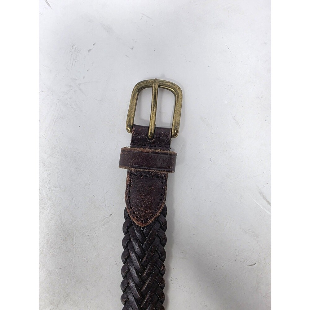 Vtg Polo Ralph Lauren Belt Size 26 Braided Woven Brown Leather Brass Buckle GUC